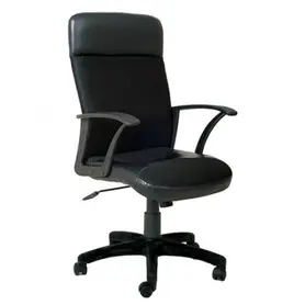 Директорски стол LARGO- снимка отпред, черна еко кожа и меш