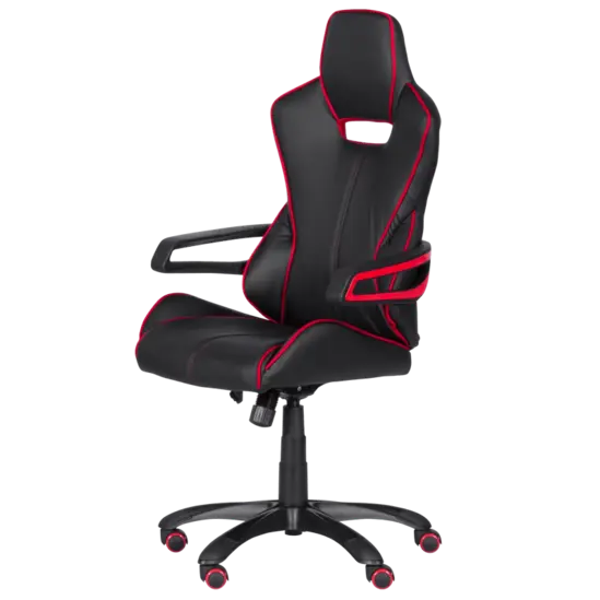 Геймърски стол ГРОЗДАН- снимка отстрани, фиксирани подлакътници