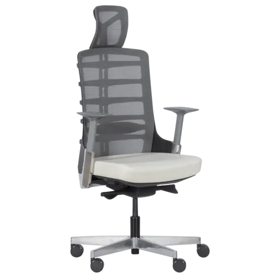 Директорски стол АЛЦЕК- бял цвят, ергономичен