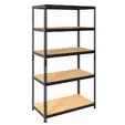 Снимка отпред – метален стелаж PMT 180x75x35 см с 5 дървени рафта