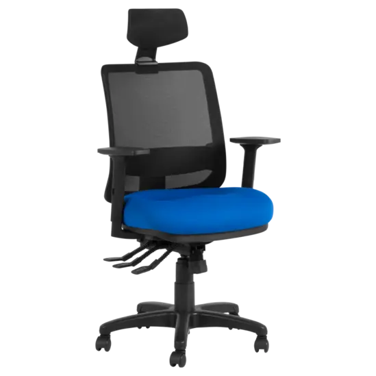 Работен стол SEVERO-сниман отпред, син цвят дамаска