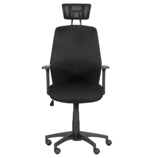 Директорски стол ДЕНИЦА- снимка отпред, изцяло в черен цвят