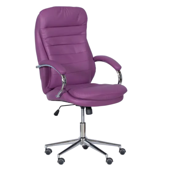 Директорски стол ВЕНЦИСЛАВ - хром база, еко кожа, цвят лилав
