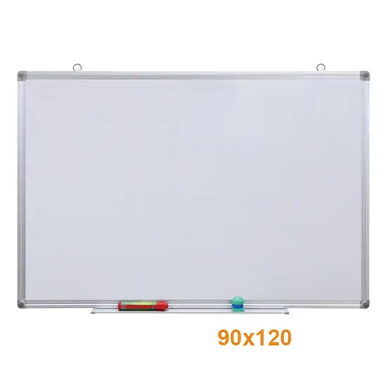 Бяла дъска с алуминиева рамка 90х120 см - снимана отпред, с размери