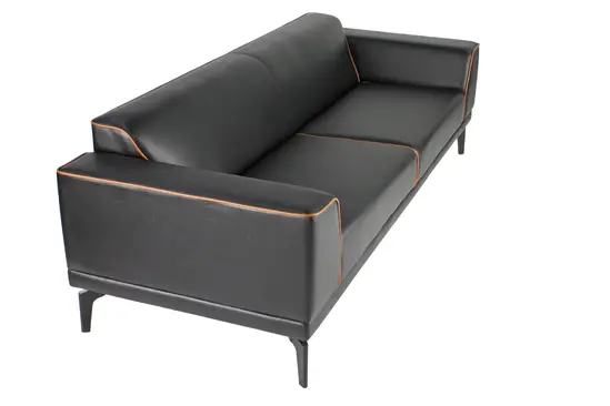 Триместен диван САМУИЛ SOLO 03- снимка на седалките, кожа, черен цвят