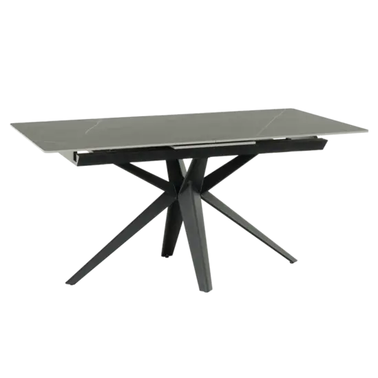 Трапезна маса ЗОРИ разтегателна- сива керамика, черни крака