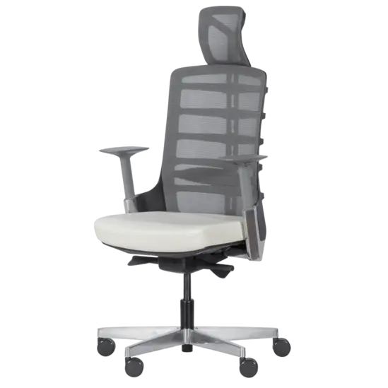 Директорски стол АЛЦЕК-снимка отпред, бяла дамаска