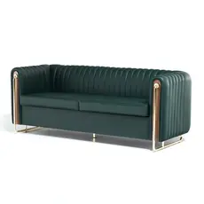 Диван триместен СТРУГА GLD 03 - тъмнозелен, с златни орнаменти, сниман отпред