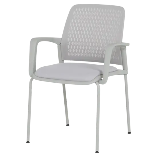 Посетителски стол ЛИМБО-сниман отстрани, сиви подлакътници