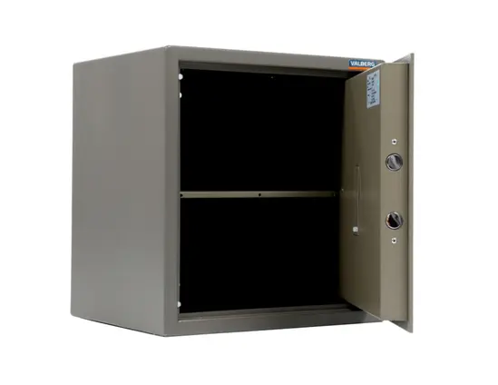 Метален сейф PMT 46- отоврен, сив, с един рафт посредата