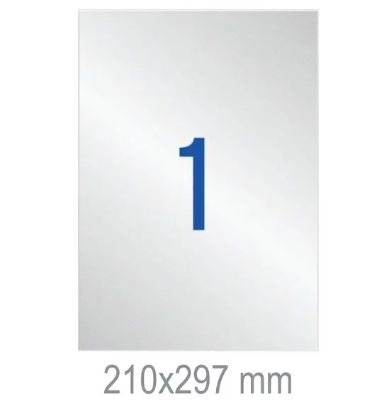 Полиестерни етикети сребро 210х297 мм