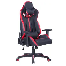 Геймърски стол ESCAPE- ергономичен, черно с червен цвят