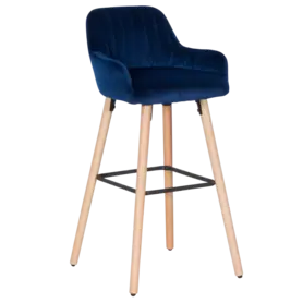 Бар стол АЛЕКСА- тъмносиня дамаска