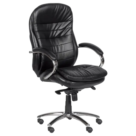 Директорски стол АЛЕКСЕЙ- снимка отстрани, черна еко кожа