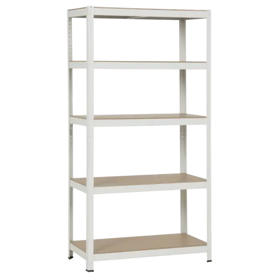 Метален стелаж с МДФ рафтове и безболтова сглобка – модел BTL