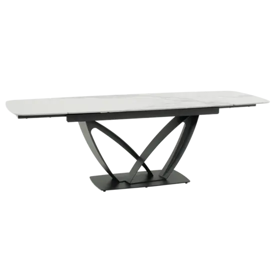 Трапезна маса ТЕМИРА разтегателна- разтегната, в бял цвят