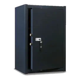 Метален сейф UNS A175 - черен на цвят, затворен, снимка отпред