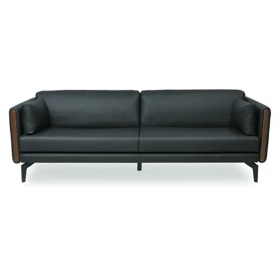 Диван триместен ЕВТИМИЙ HND 03 - сниман отпред, в тъмнозелена дамаска