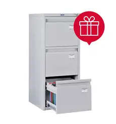 Метална картотека А PMT 43 с 3 чекмеджета в промо комплект с папки