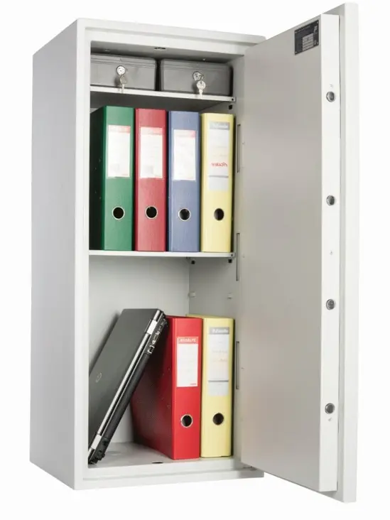 Метален сейф SB 800 KL - отворен, пълен с документи