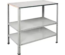 Работно бюро PMT G112 - сива стоманена конструкция, МДФ плот, празно