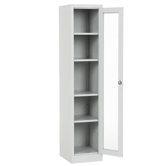 Архивен шкаф BTL GR с 5 отделения 180х38х40 см- отворена врата, празни рафтове