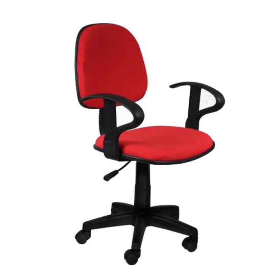 Детски стол ЛИЛИ - червен цвят, черна основа