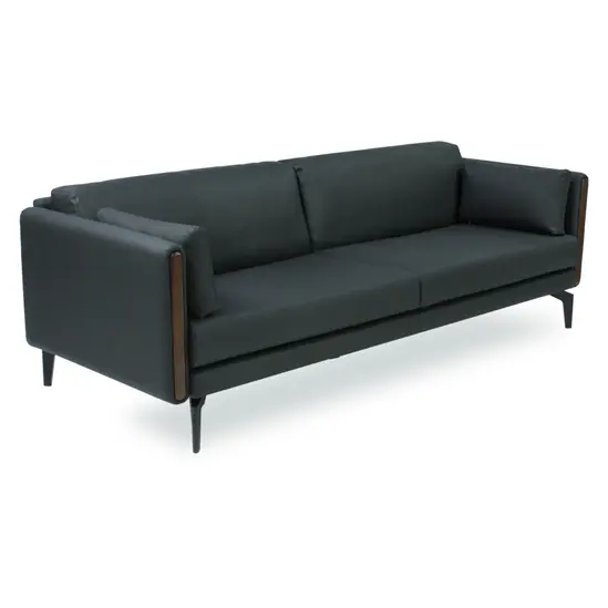 Диван триместен ЕВТИМИЙ HND 03 - сниман в приближен кадър, тъмно зелена дамаска