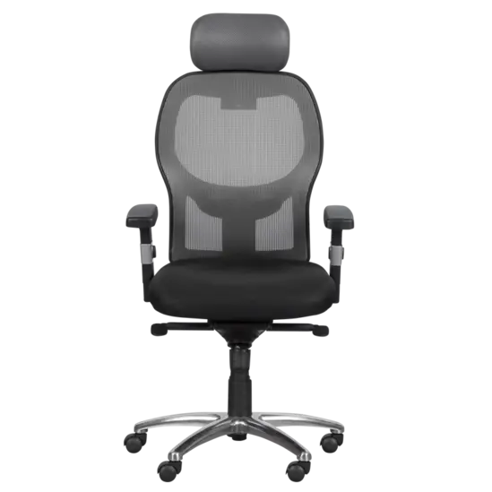 Директорски стол ВАЛЕРИ-снимка отпред, сив и черен