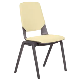 Посетителски стол ЛЕВЕНА- жълт цвят, дамаска