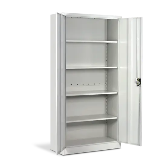 Архивен шкаф BTL L с 5 отделения 185х90х40 см- бял, празен, с двете врати отворени, сниман отпред