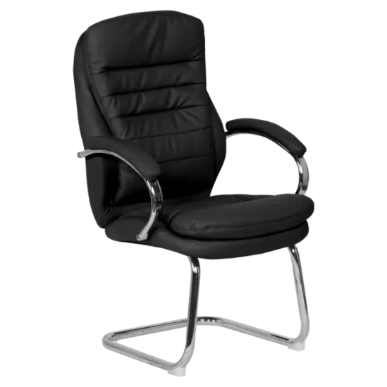 Посетителски стол ЛАЗАРИНА- черна еко кожа