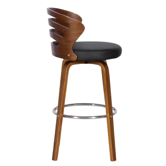 Бар стол АЛИС- черна седалка, облегалка дървена