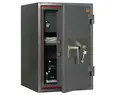 Метален сейф SG PMT 67T - черен на цвят, с отворена врата, празен