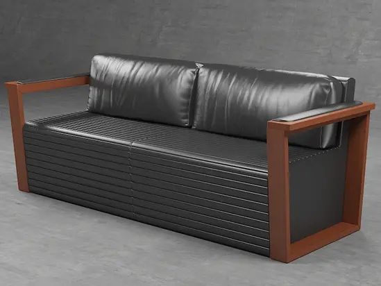 Диван триместен ДРАМА NORMA 03- черен цвят, сниман отдясно