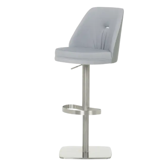 Бар стол ХЕЛЕНА- хромирана база, сива дамаска