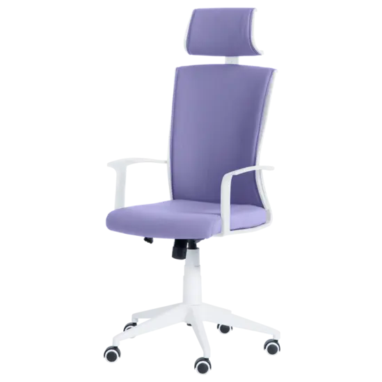 Директорски стол МАЛИК- бели подлакътници, лилава дамаска