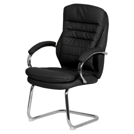 Посетителски стол ЛАЗАРИНА-сника отстрани, хромирана база тип шейна