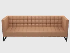 Диван триместен БАТАК BOX 03- снимка на дивана отпред, светло кафяв цвят на дамаската