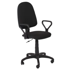 Работен стол ПРЕСТИЖ- черна дамаска, черна база