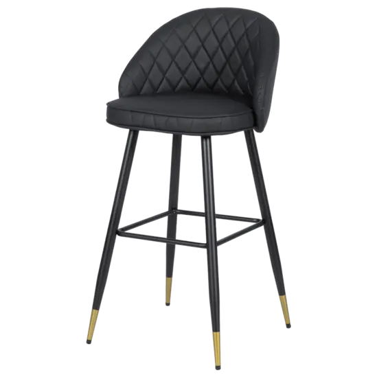 Бар стол ВЕЛИ- черен цвят, еко кожа