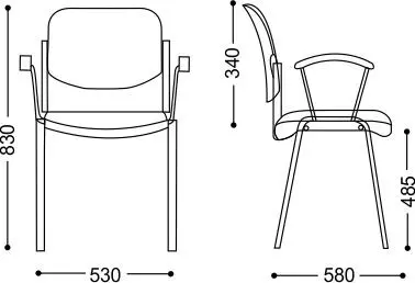 Посетителски стол ЕМИЛ - размери на стол