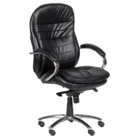 Директорски стол АЛЕКСЕЙ- снимка отстрани, черна еко кожа