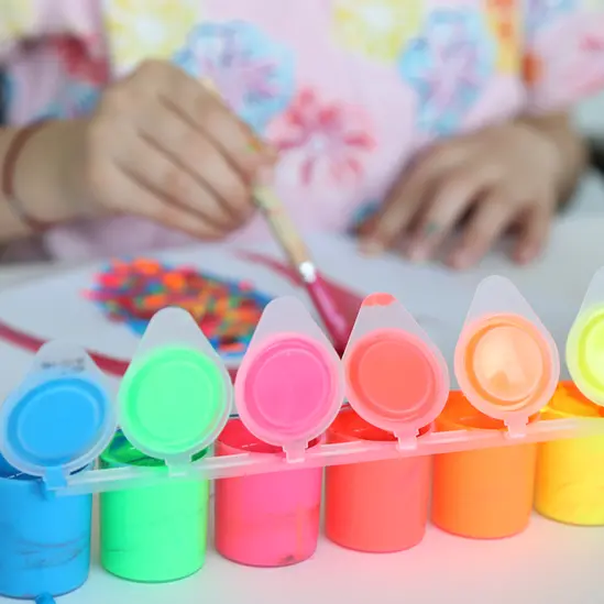 Бои темперни Primo 6 цвята неон х 25 мл. бурканчета