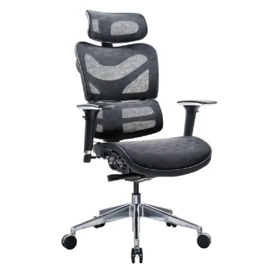 Работен стол ХЕРМЕС- снимка отпред, меш, черен цвят