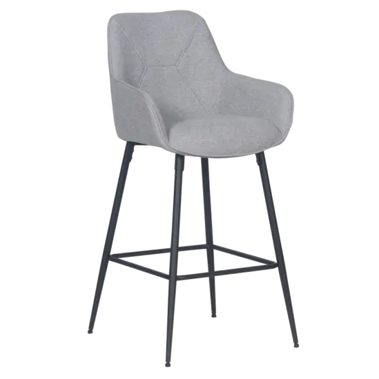 Бар стол Вики-светлосива дамаска, черни крака