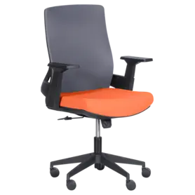 Работен стол АНЖЕЛ- снимка отстрани, дамаска, сив с оранжево