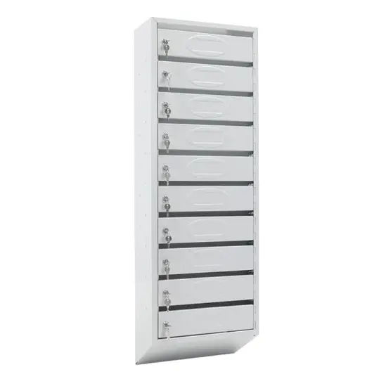 Пощенска кутия PMT PB - 10C KL- сива, с десет индивидуални клетки, снимана отстрани
