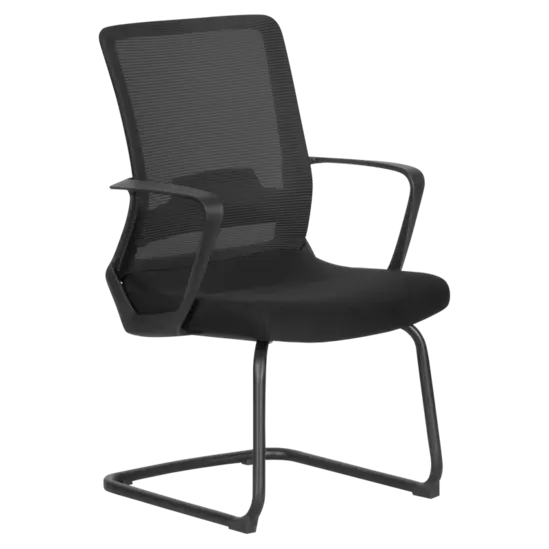 Посетителски стол АНТОН 64- черен цвят, основа тип шейна