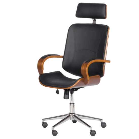 Директорски стол РУБЕН-снимка отстрани, хромирана кръстачка